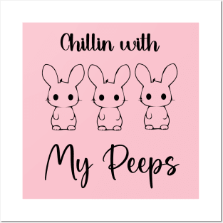 Chillin with My Peeps Happy Easter Women Bunny Chillin with My Peeps Posters and Art